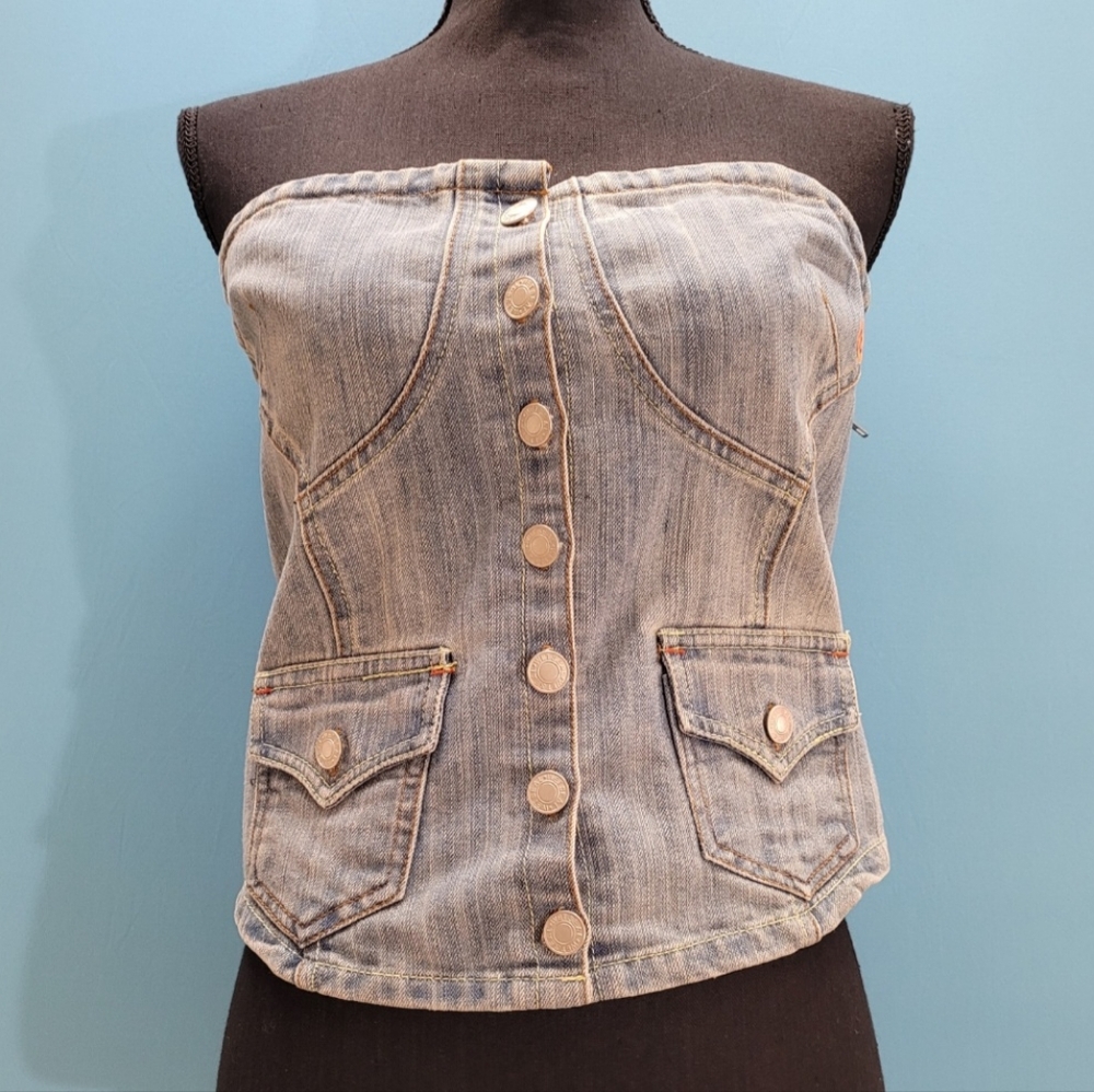 Wet Seal Denim Strapless Top